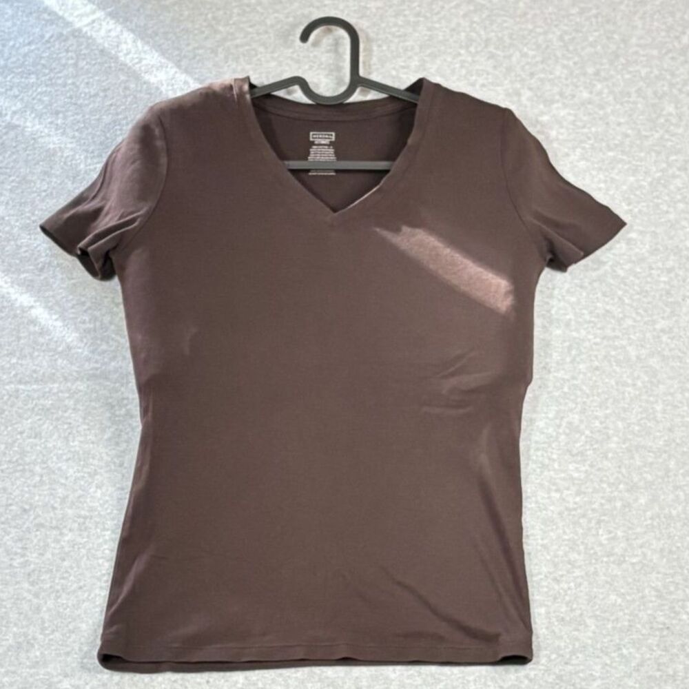Merona Ultimate Women’s M Brown V-Neck Short Sleeve Cotton T-Shirt